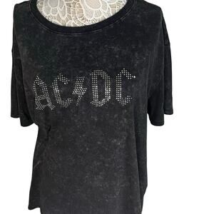 AC/DC rhinestone band black tee women’s XL licensed graphic t-shirt
